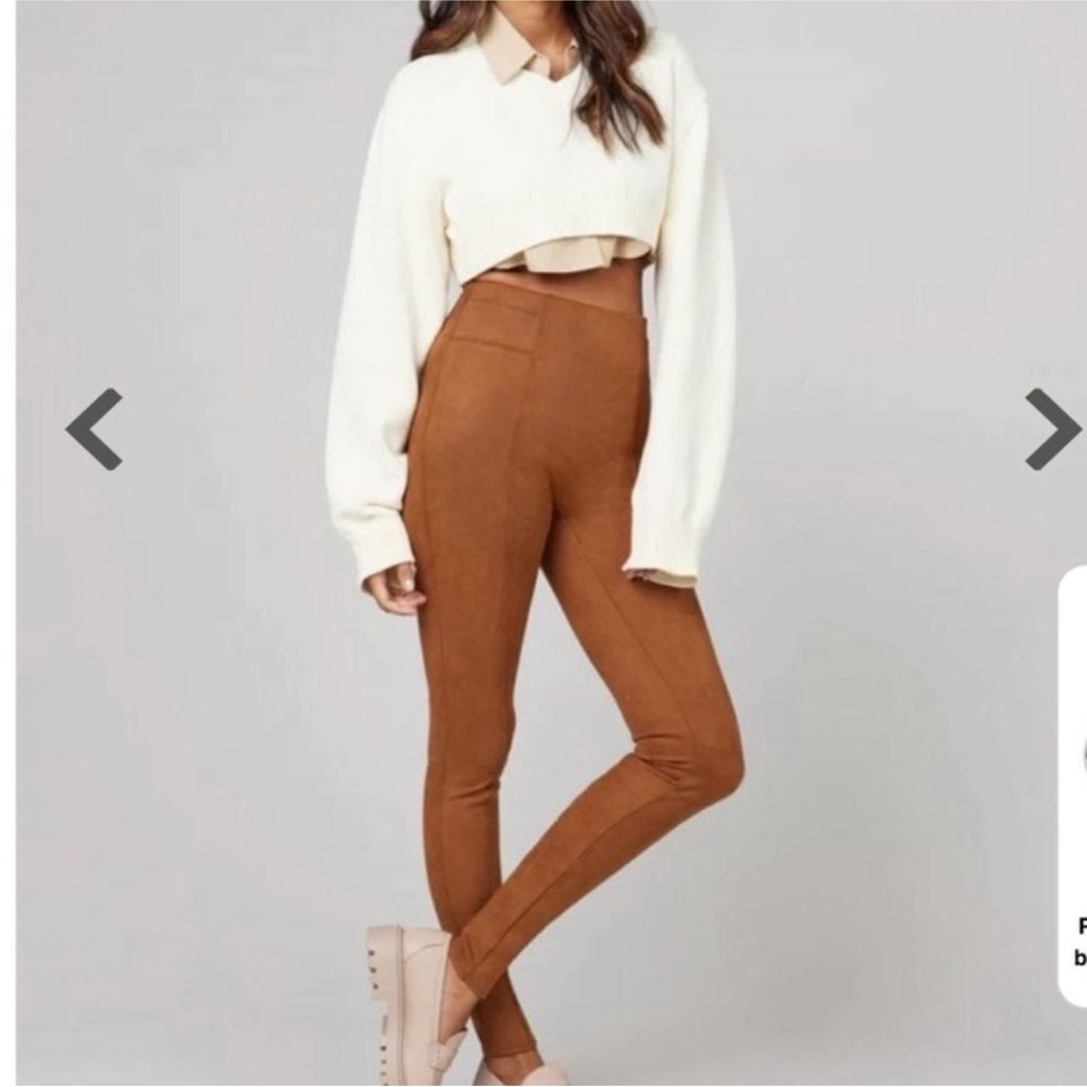 NEW SPANX Faux Suede Leggings Rich Caramel Small